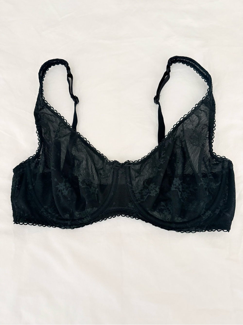 Wild Fable Black Floral Lace Unlined Balconette Underwire Bra 36D